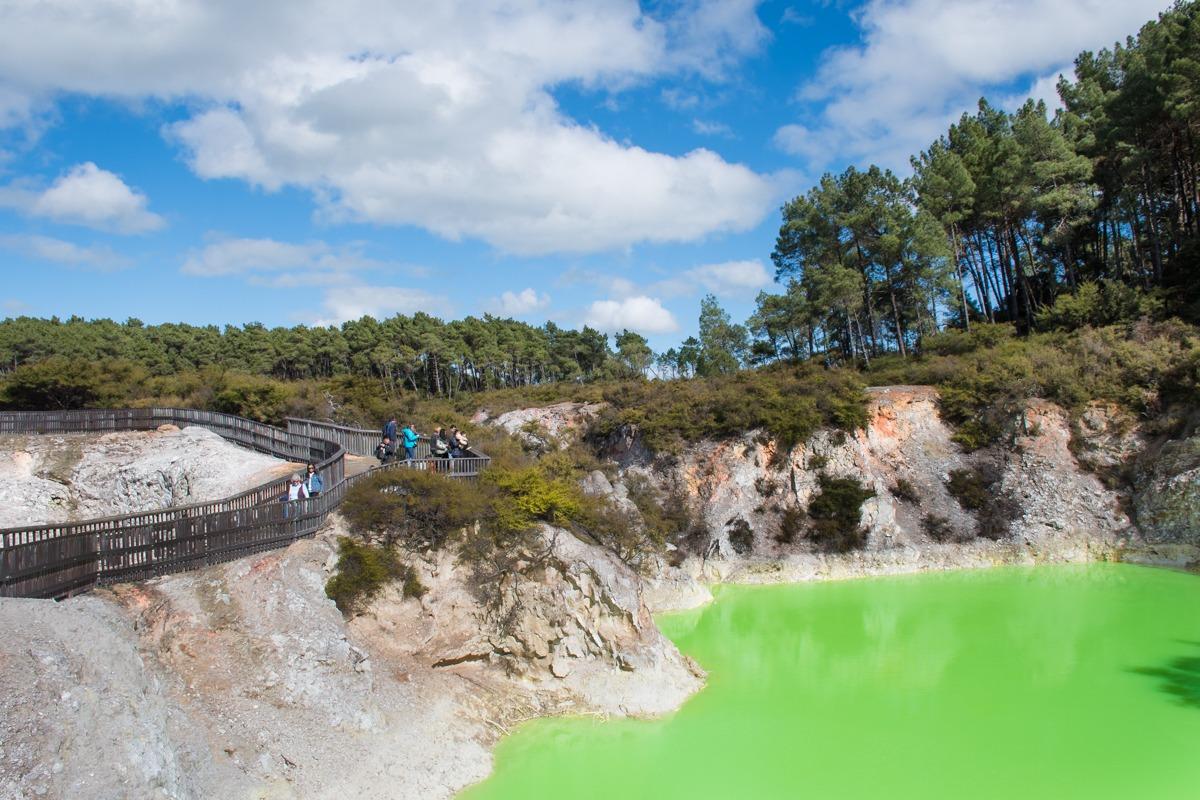 Wai-O-Tapu - fluorescent green geothermal pond (a must stop at New Zealand North Island Road Trip)
