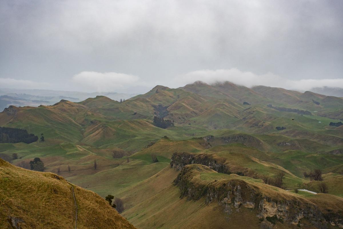 View from Te Mata Peak on a rainy day