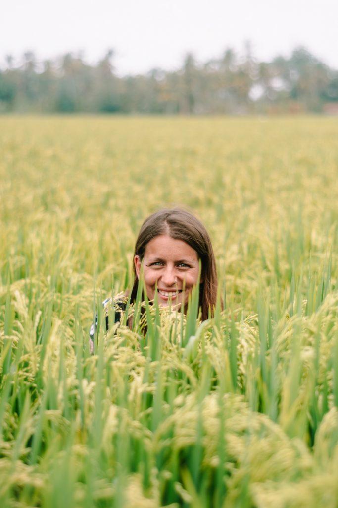 Sandra's head at the rice fields in Bali