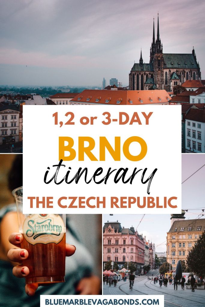 1,2 or 3 day Brno itinerary (Czech Republic) - pin with images from Brno