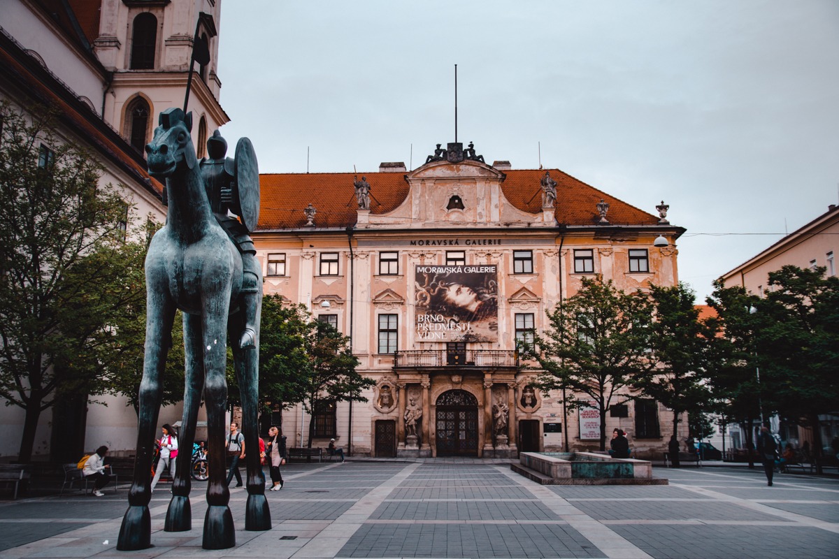 The quirky horseman statue in Brno (Czech Republic)